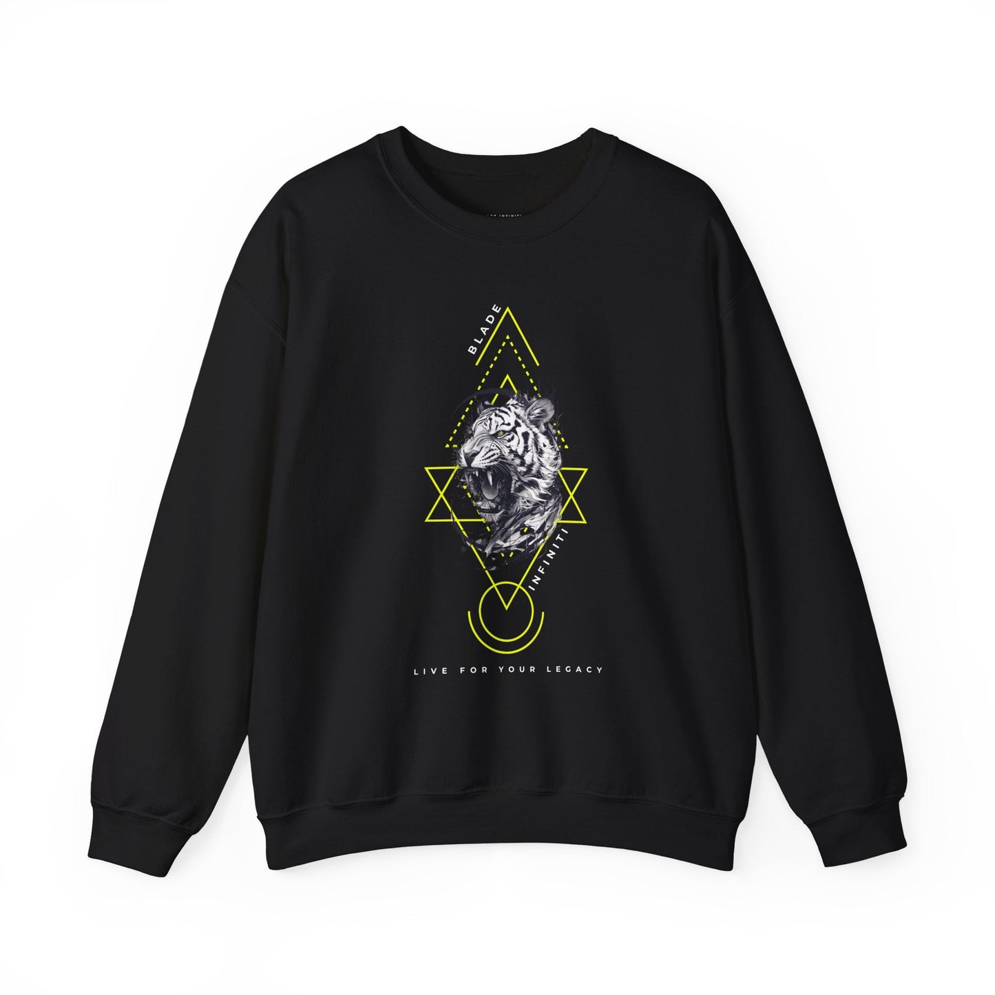 Geometric King Tiger V2 Neon Green Unisex Crewneck Sweater