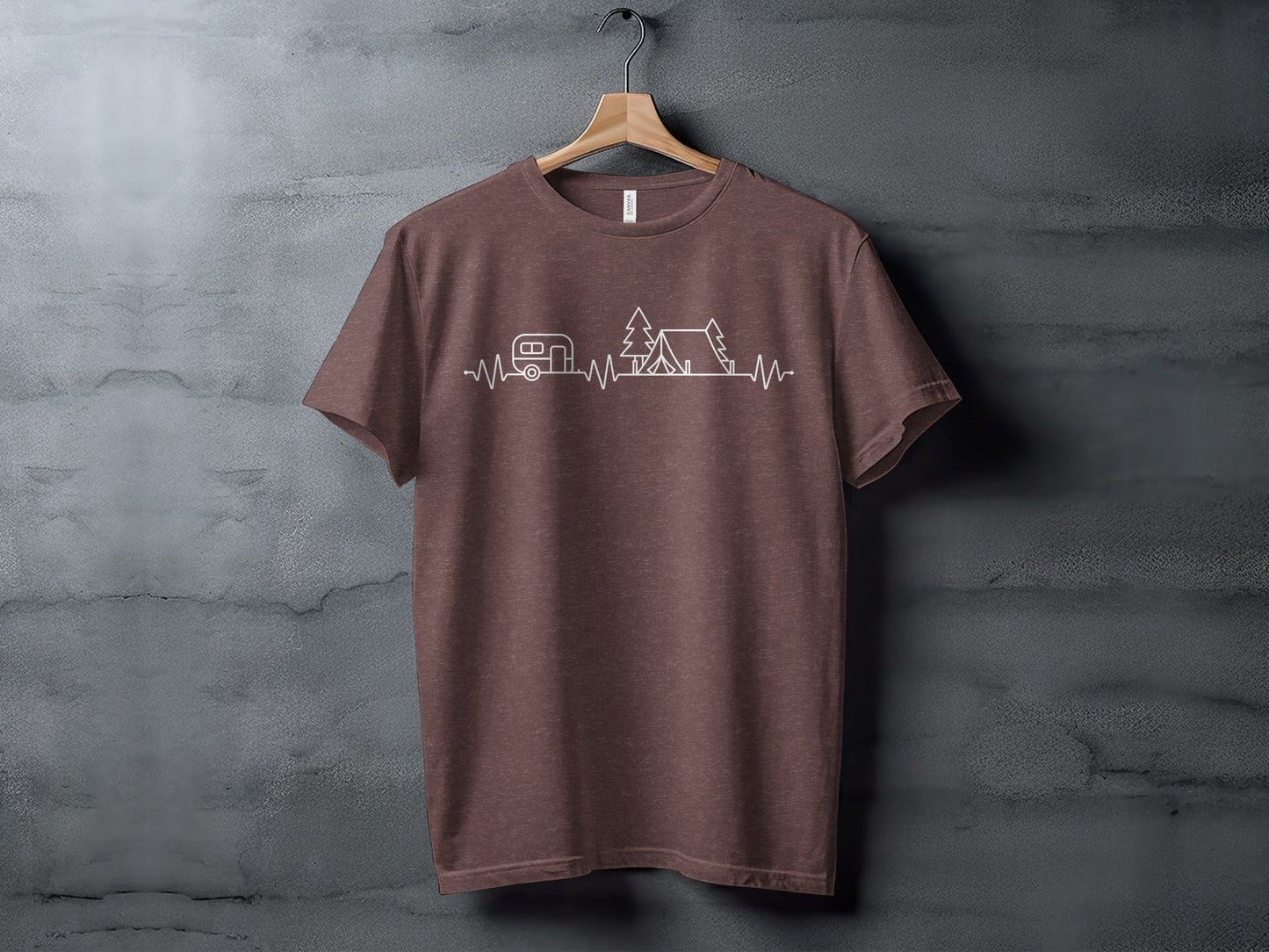 Camping Heartbeat Graphic Summer Outdoor Adventure T-Shirt