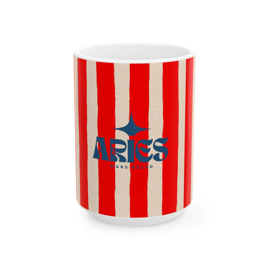 Astrological Wheel ARIES Mug, Whimsical Design