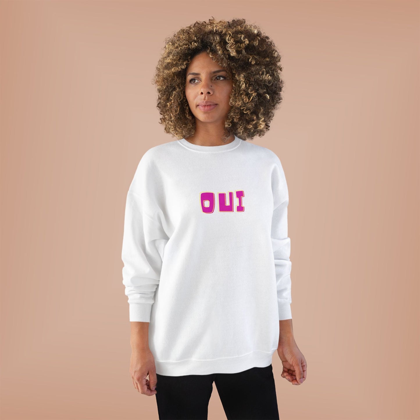 Bold French  "OUI" Ladies Sweatshirt - Bright Color Sweatshirt