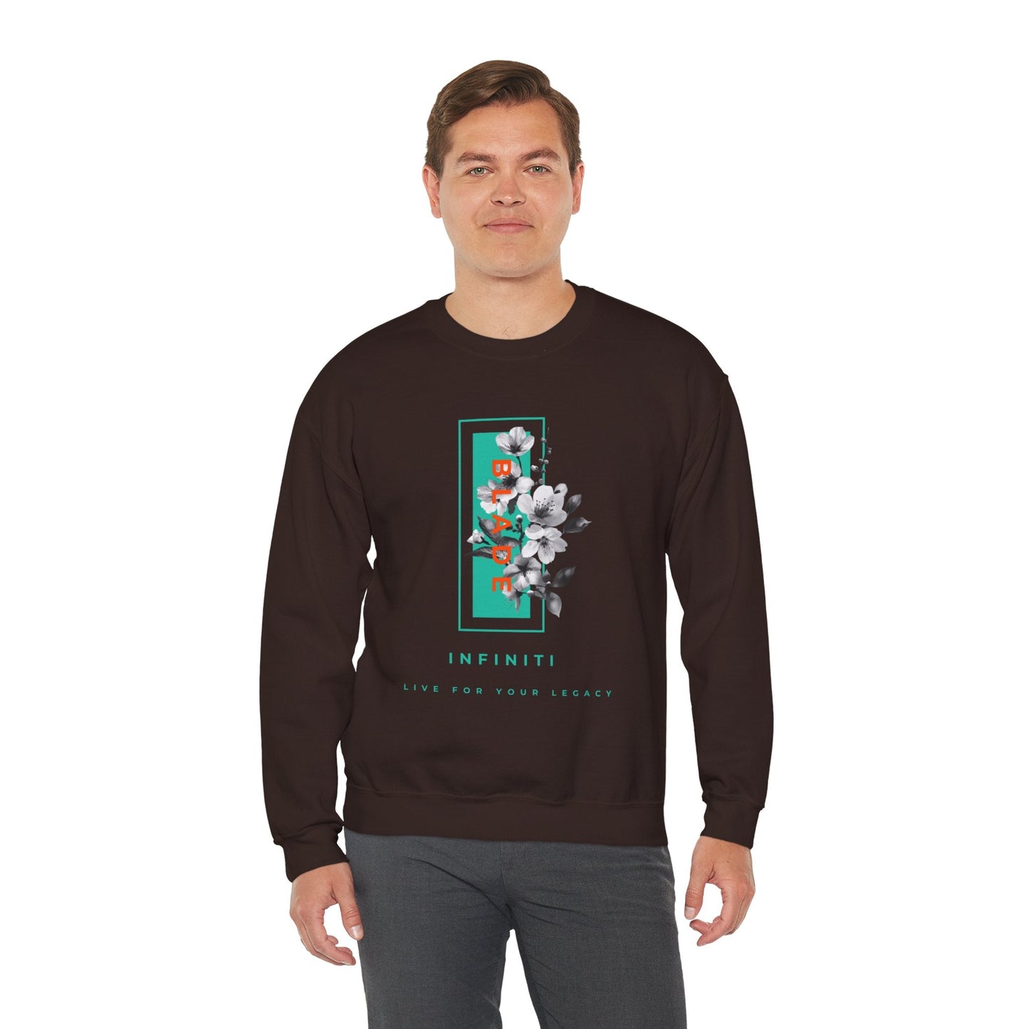 Bloom Bae Teal/Orange Floral Unisex Crewneck Sweater