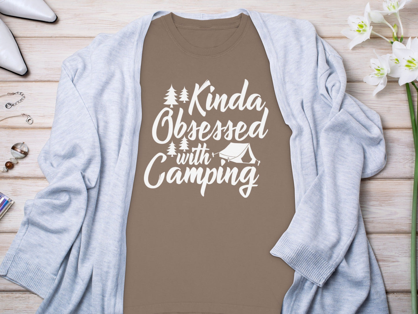 Kinda Obsessed With Camping Cute Graphic Long Sleeve T-Shirt