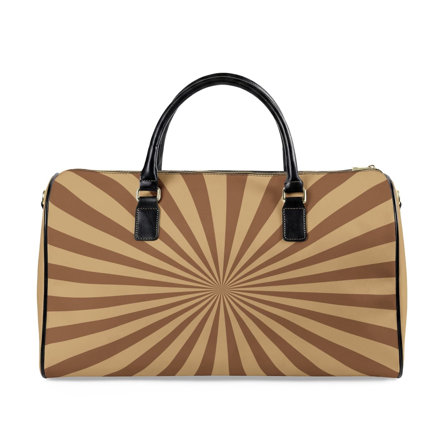 Chic Leather Travel Bag, Neutral — Retro Sunburst ‘CIAO’ Weekender Duffle