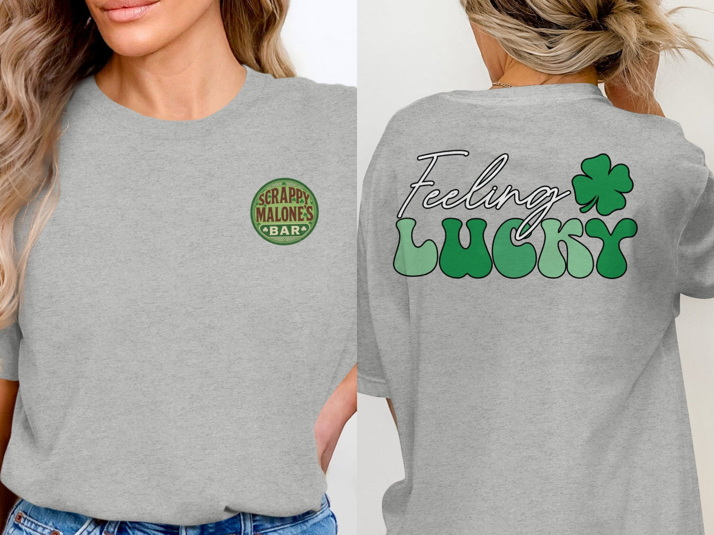Scrappy Malone's Bar, Irish Pub, Shamrock, Round, Green, Vintage