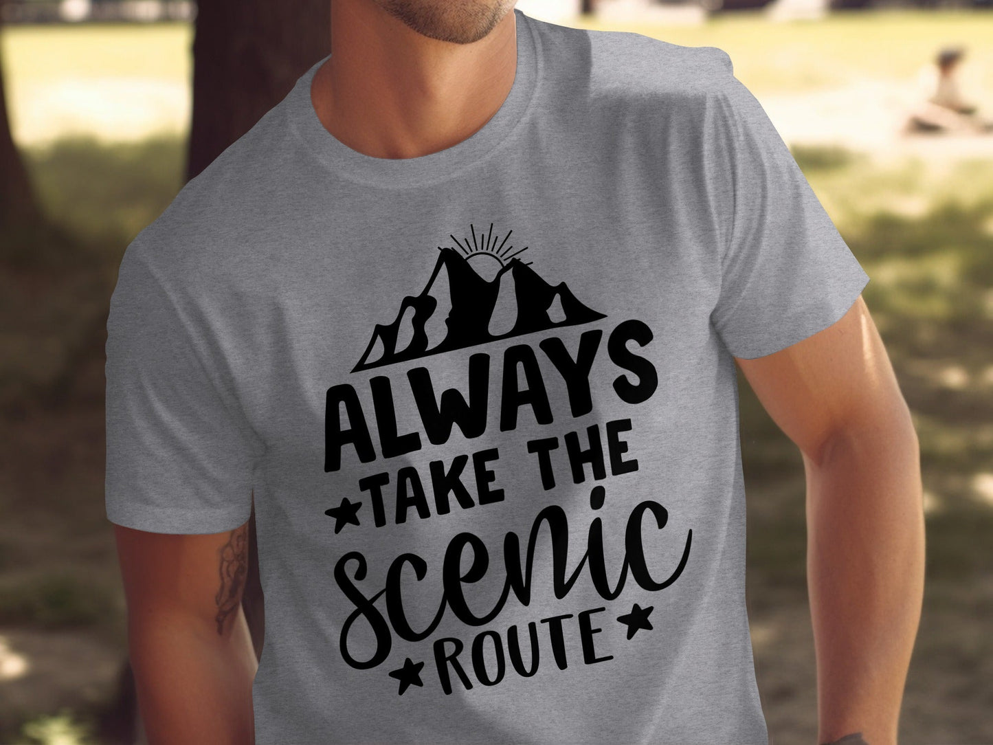 Always Take The Scenic Route With Mountains T-Shirt