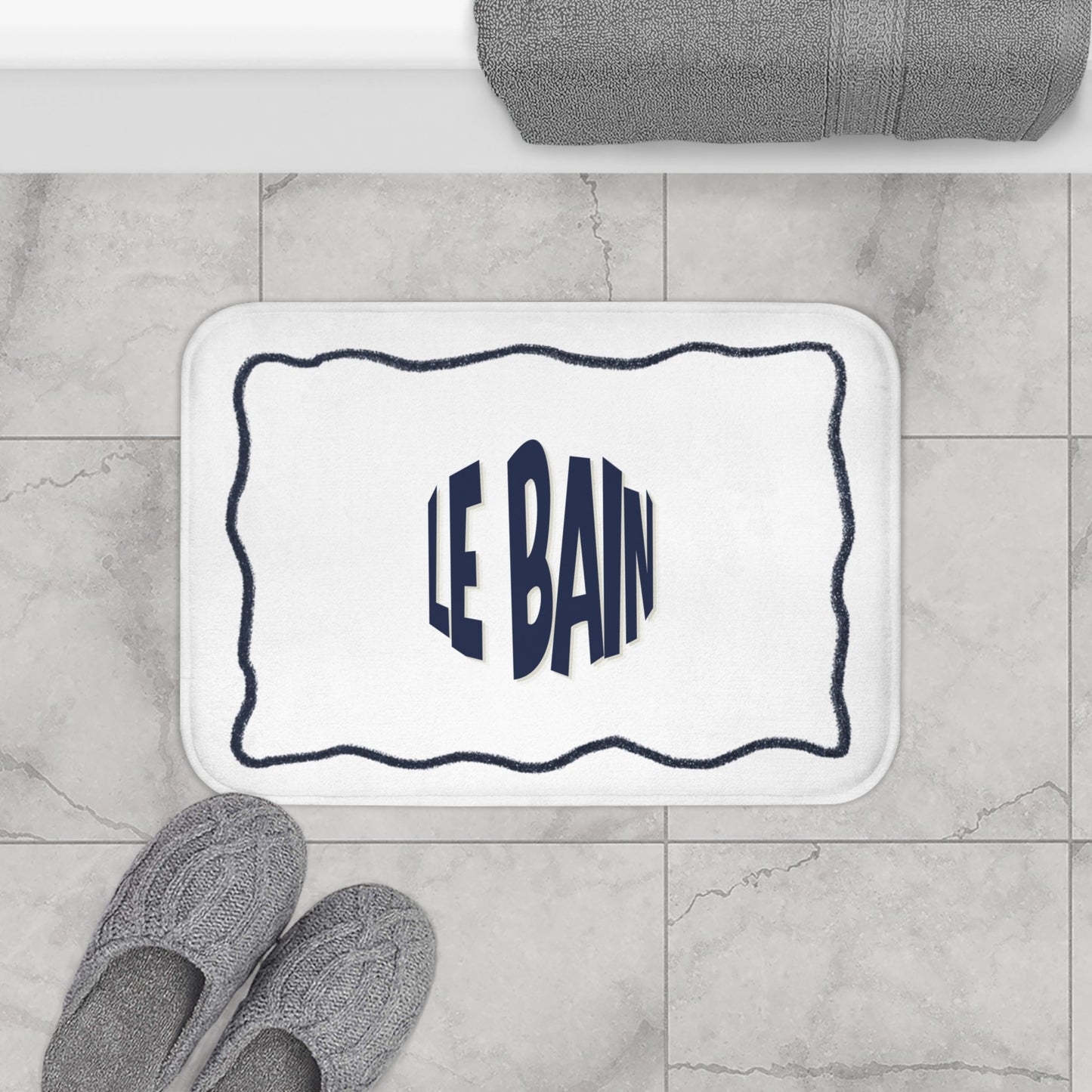 Le Bain Crisp WHITE Bath Mat | White French Bathroom Mat