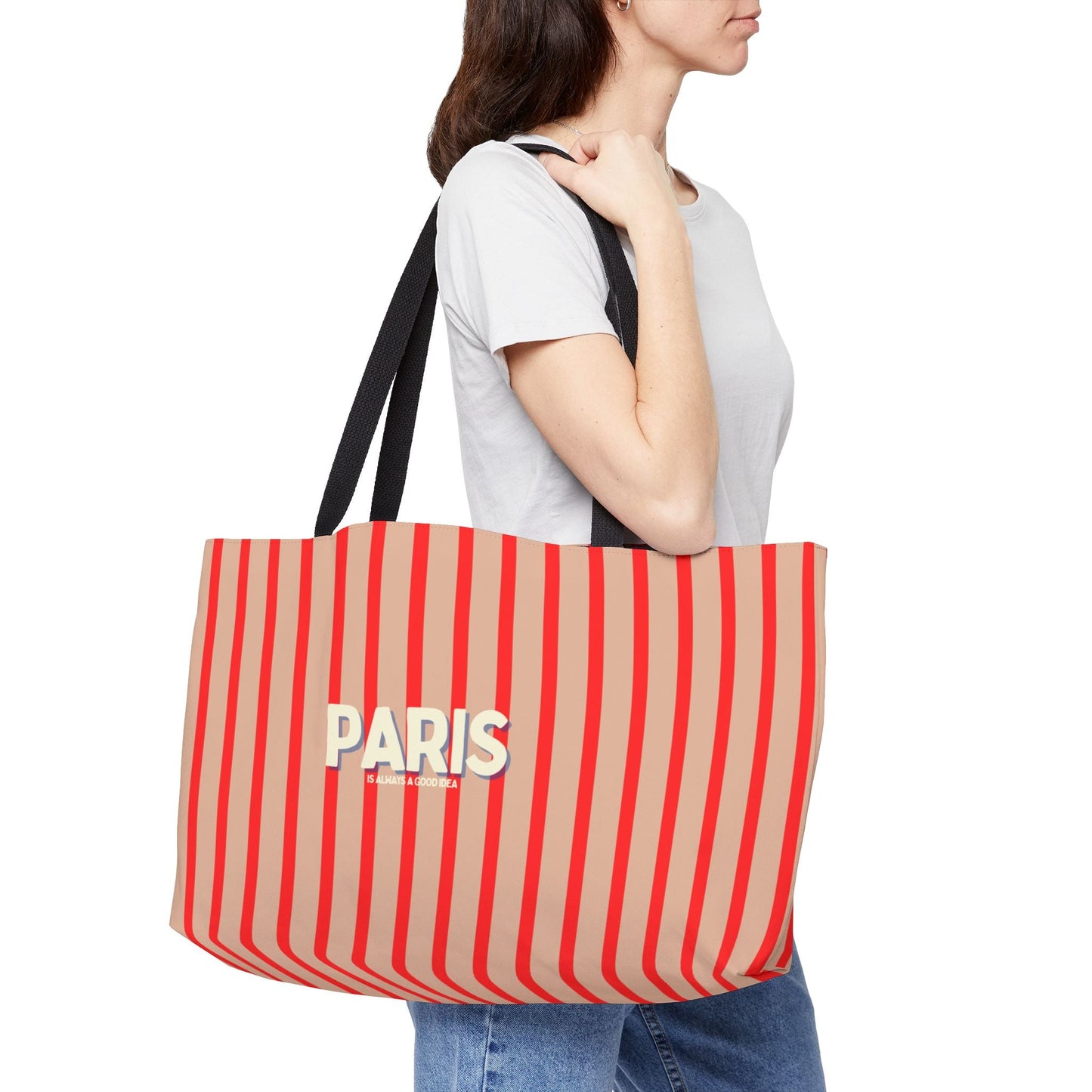 Parisian Weekender Tote Bag, RED