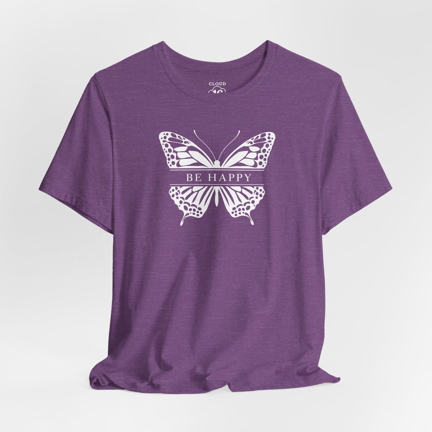 Be Happy Butterfly Tee - Womens Eco-Friendly T-Shirt - Positive Vibes Nature Lover Gift