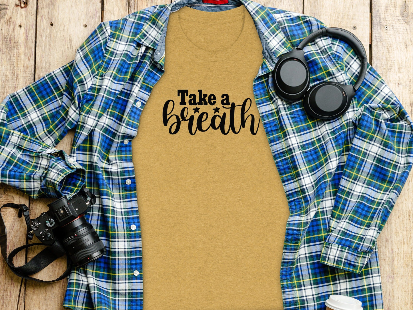 Take a Breath Graphic Two Stars Design Inspiration T-Shirt