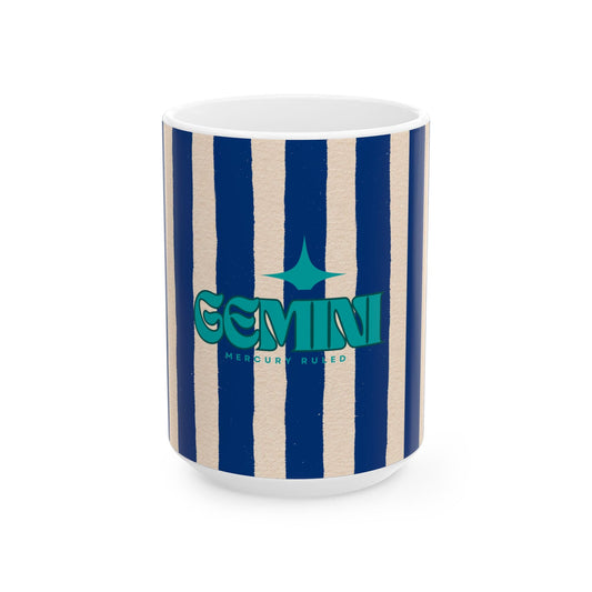 Astrological Wheel GEMINI Mug, Whimsical Bday Gift