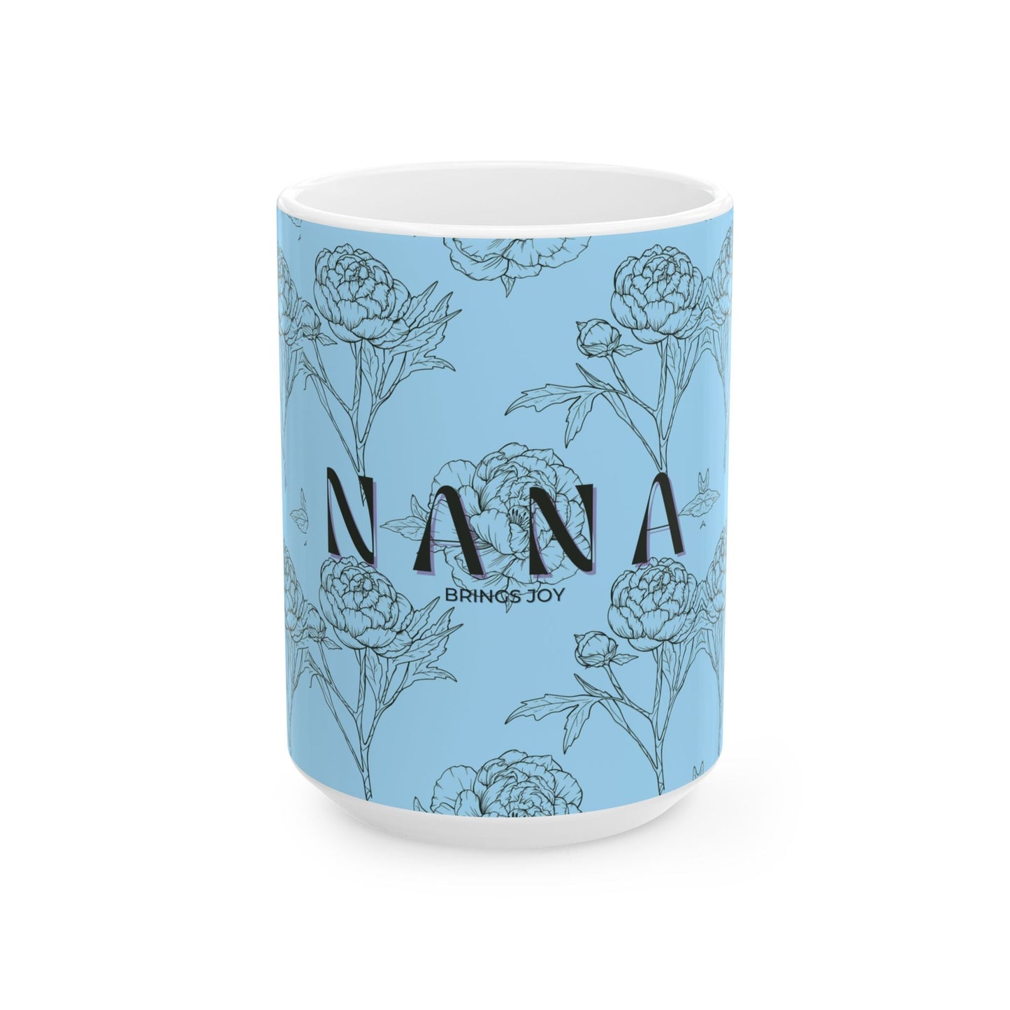 Floral NANA Ceramic Mug, Powder Blue, Grandma gift