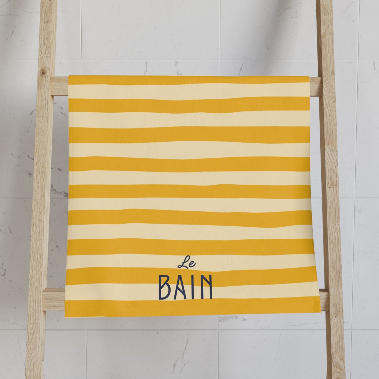 Le Bain Buttery Yellow Striped Hand Towel — French Bathroom Accent