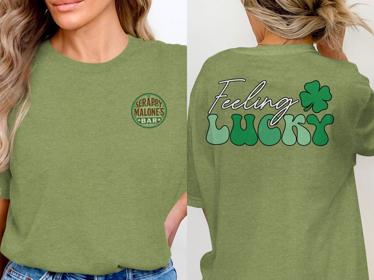 Scrappy Malone's Bar, Irish Pub, Shamrock, Round, Green, Vintage