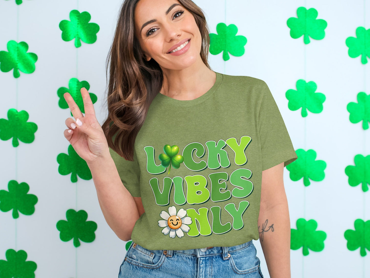 Lucky Vibes Only T-Shirts, Saint Patricks Day Shirt, Clover Shirt, Shamrock Shirt, Flower Shirt, Trendy Shirts