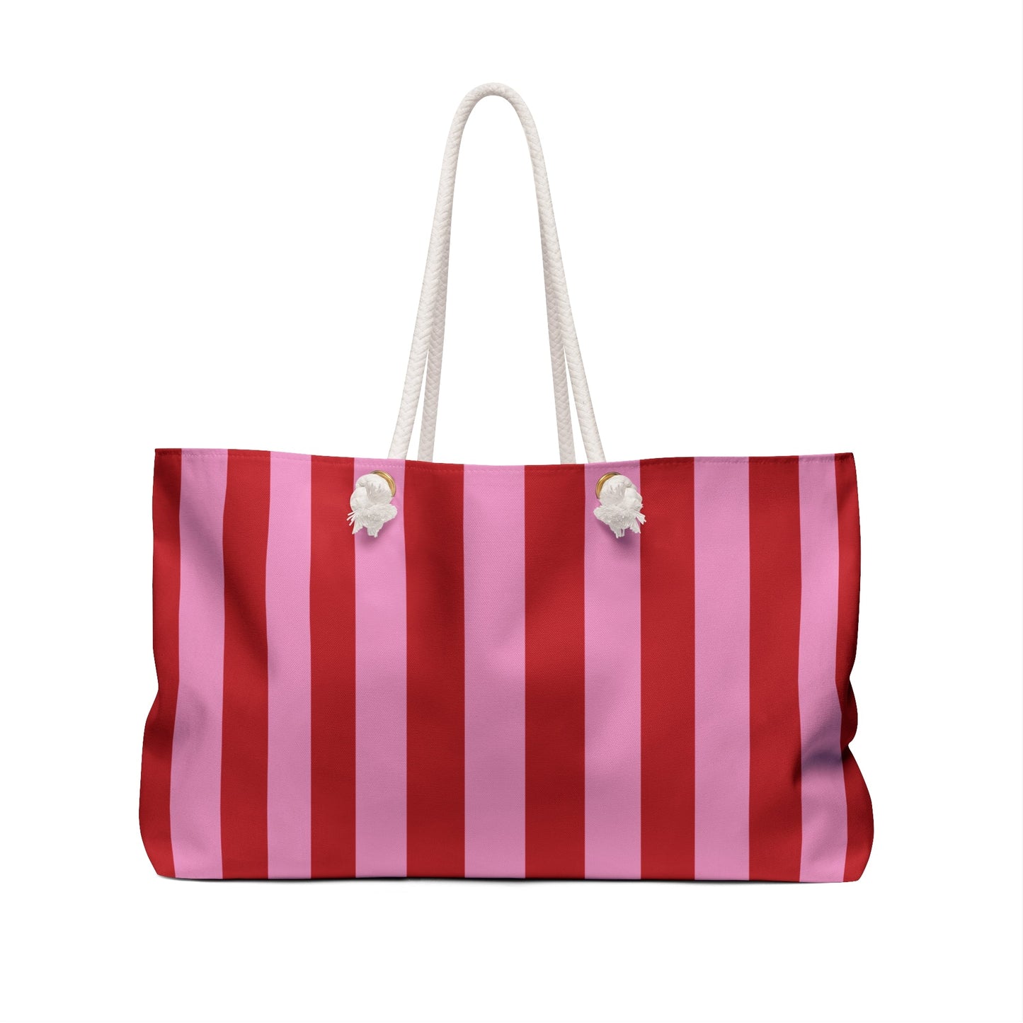 J'adore Santa Barbara Striped Weekender Bag — Pink & Red Beach Tote
