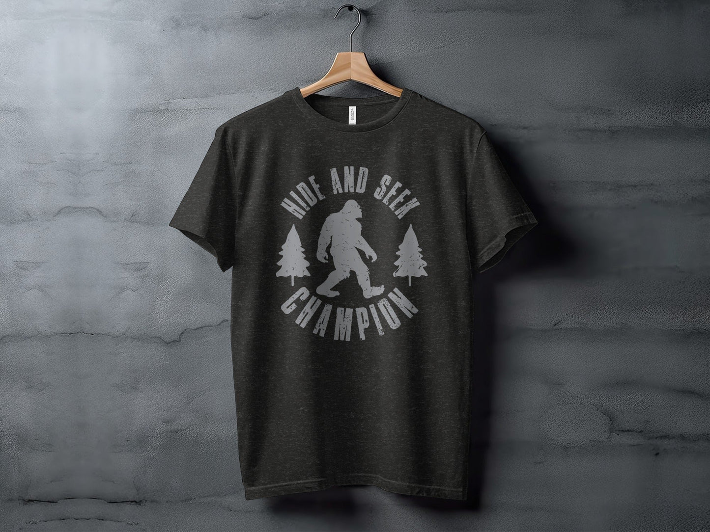 Hide and Seek Champion Bigfoot Funny Graphic Novelty T-Shirt
