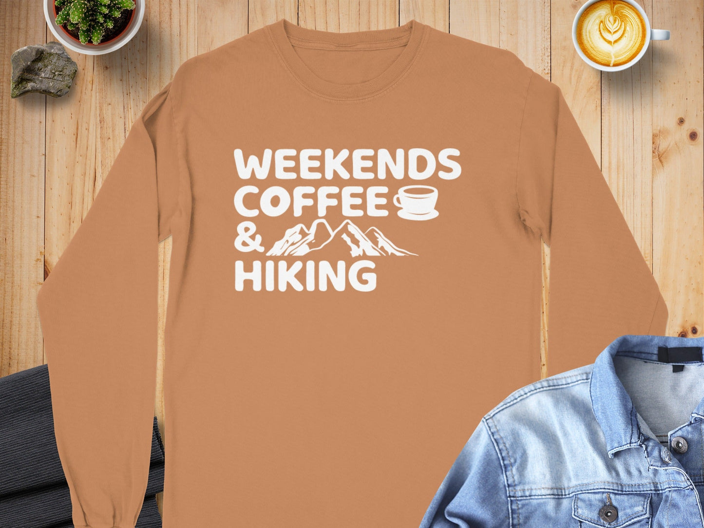Weekends Coffee and Hiking Adventure Long Sleeve T-Shirt