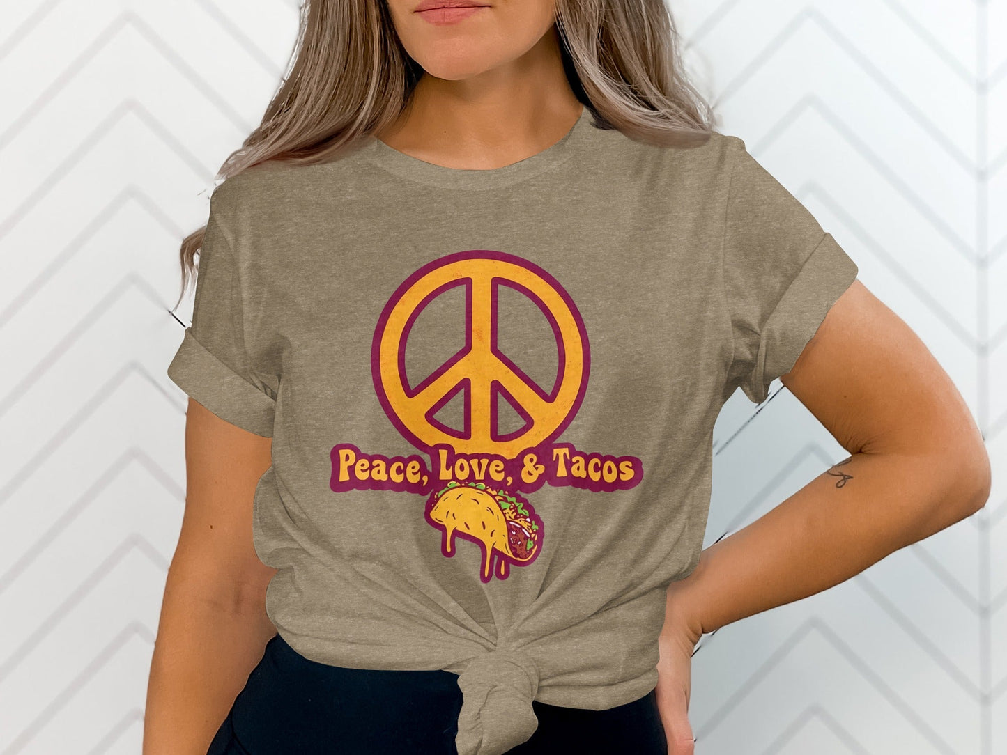 Peace Love Tacos Illustration for Taco Enthusiasts T-Shirt