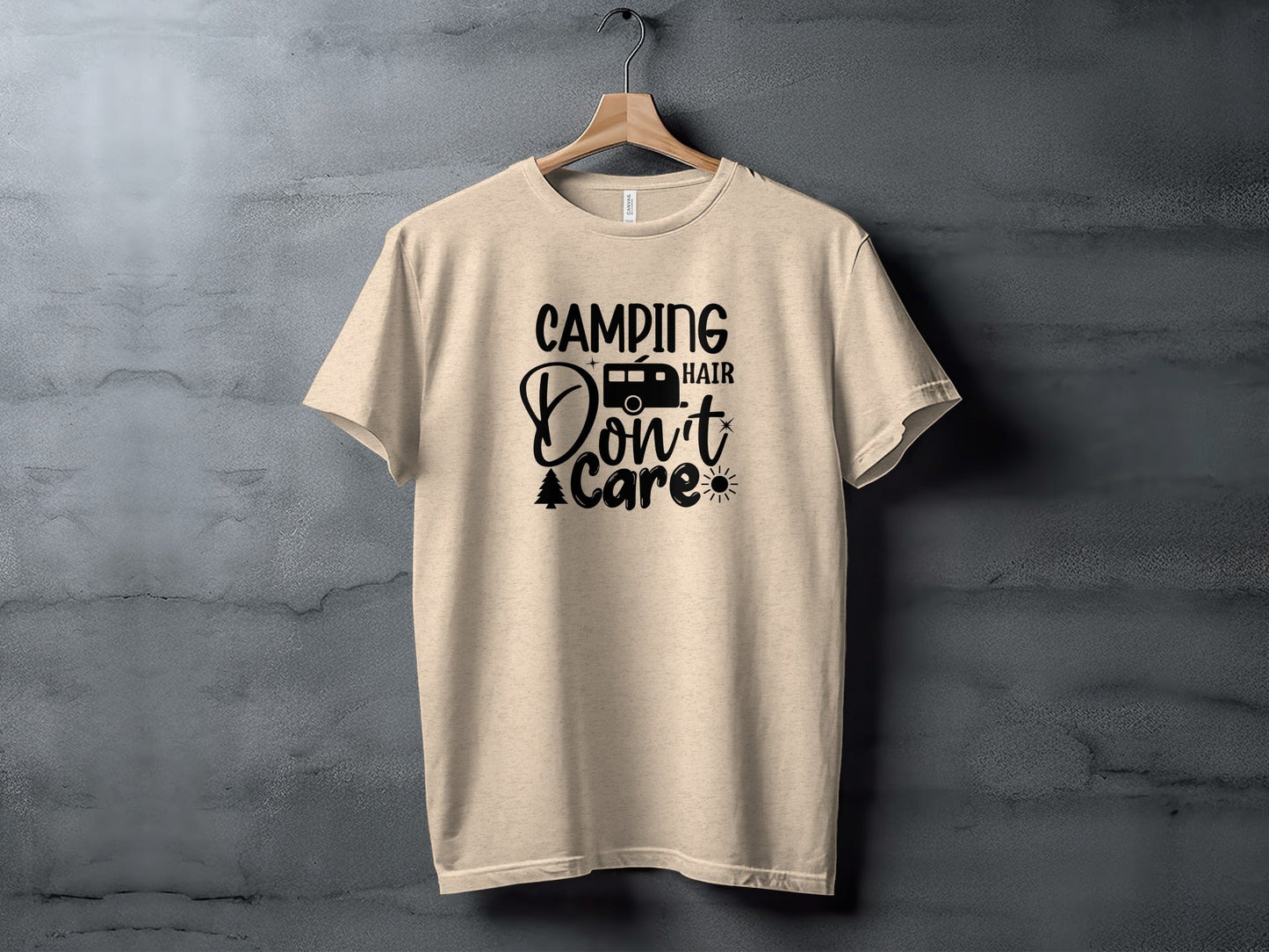 Camping Hair Dont Care Graphic Design Vacation T-Shirt