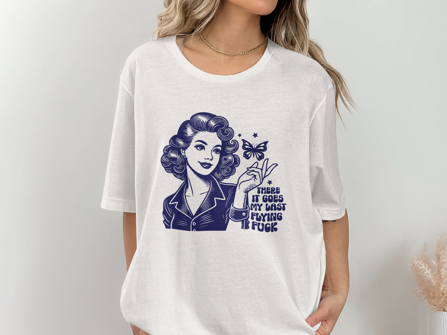 Retro Girl Butterfly Last Flying F Word Phrase T-Shirt