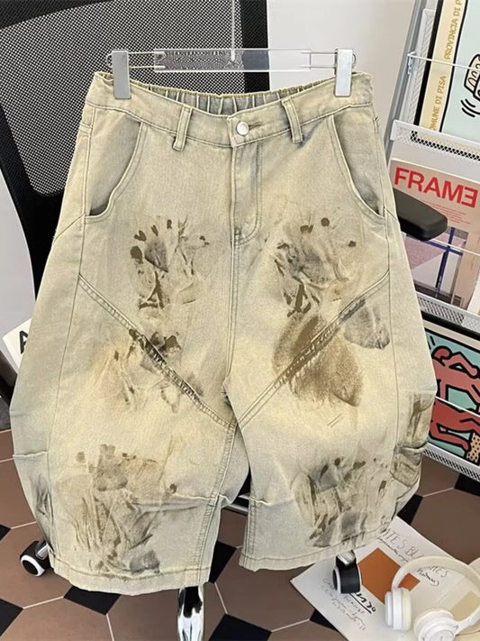 Men's Plus Size Vintage Wash Denim Shorts
