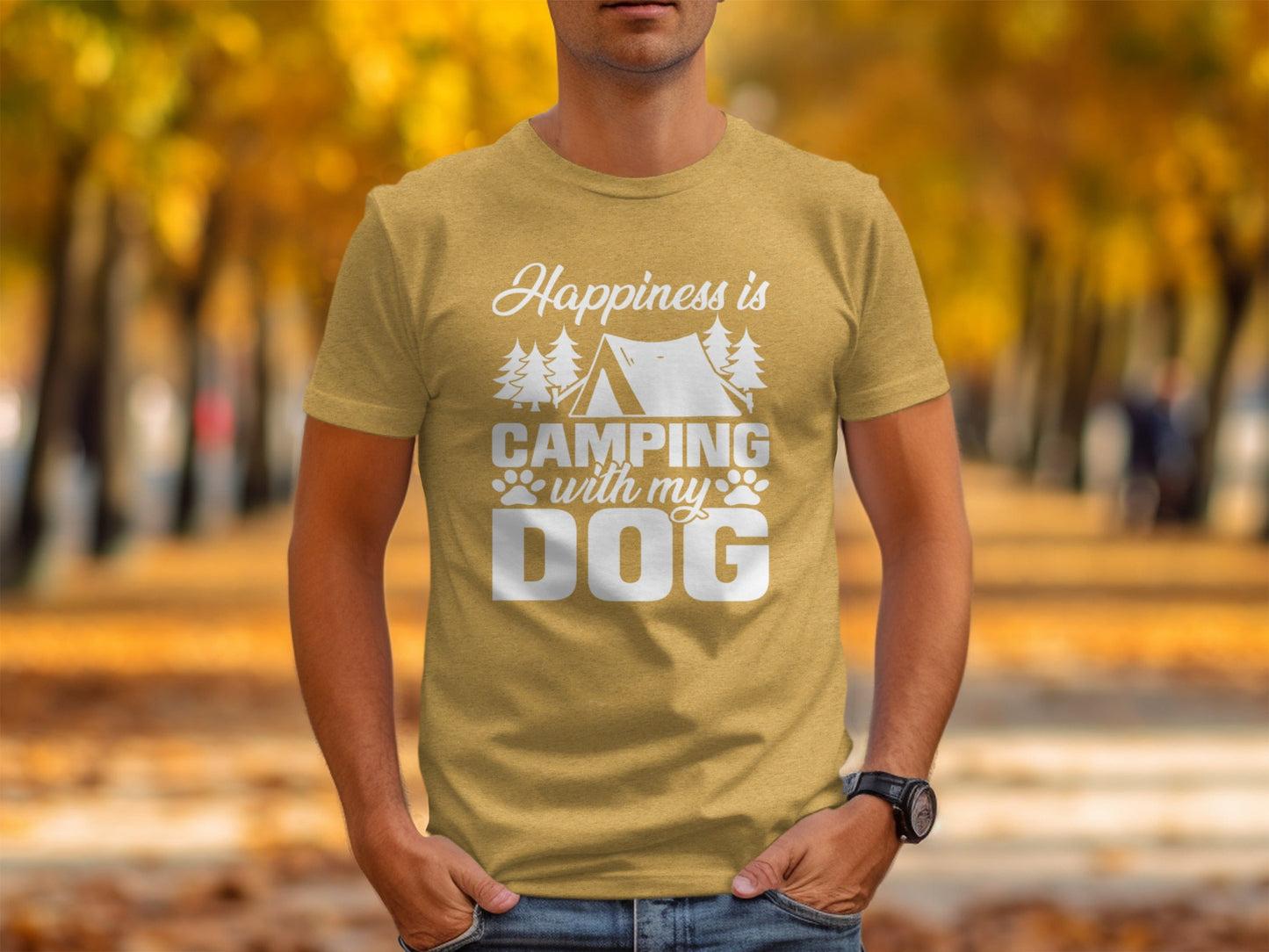 Happiness is Camping with My Dog Awesome Graphic T-Shirt