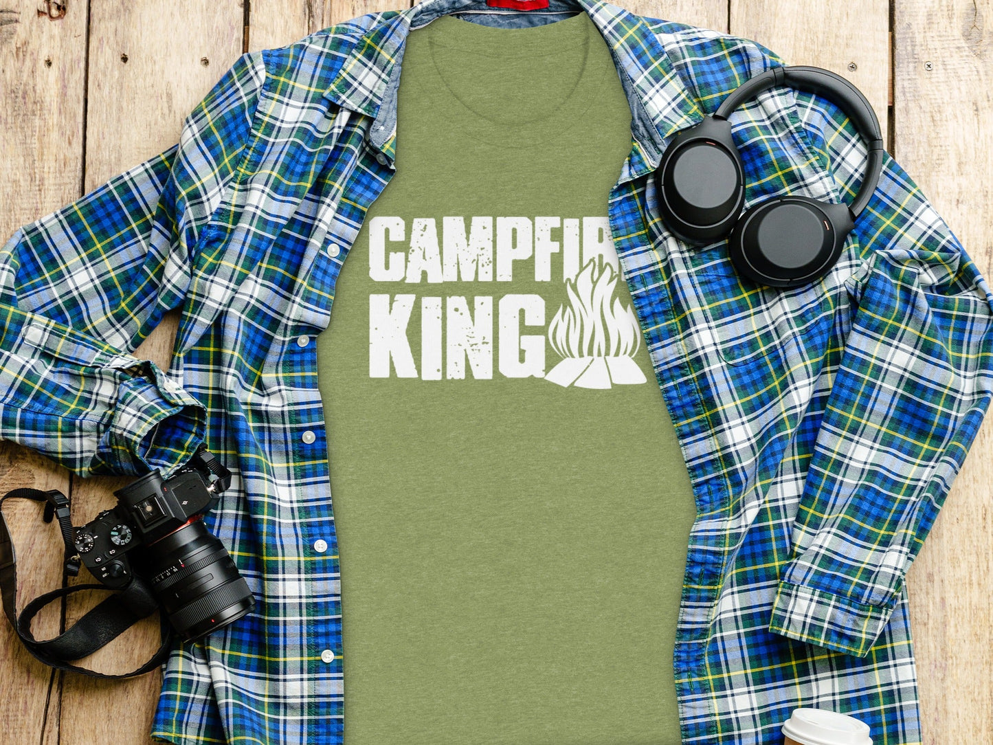 Campfire King Flames Graphic Outdoors Adventure T-Shirt