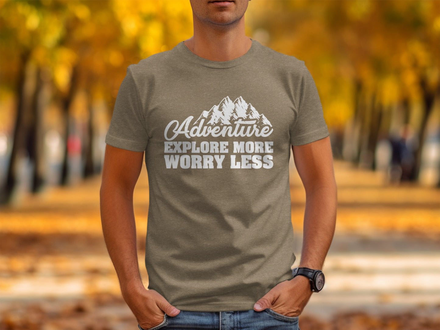 Adventure Explore More Worry Less Mountain Graphic T-Shirt