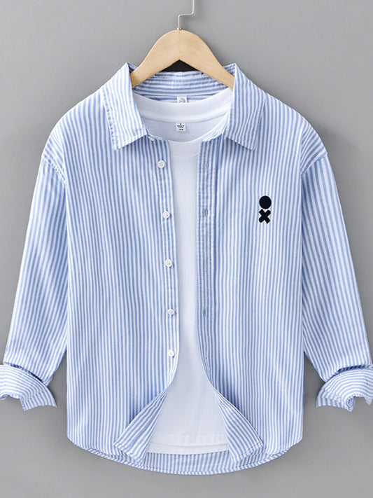 Men's Plus Size Striped Casual Long Sleeve Shirt