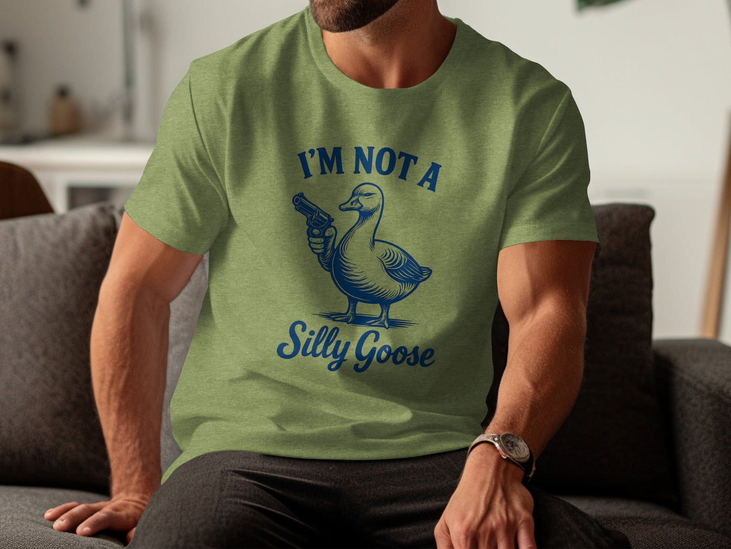 I Am Not A Silly Goose With Gun Funny Goose Design T-Shirt
