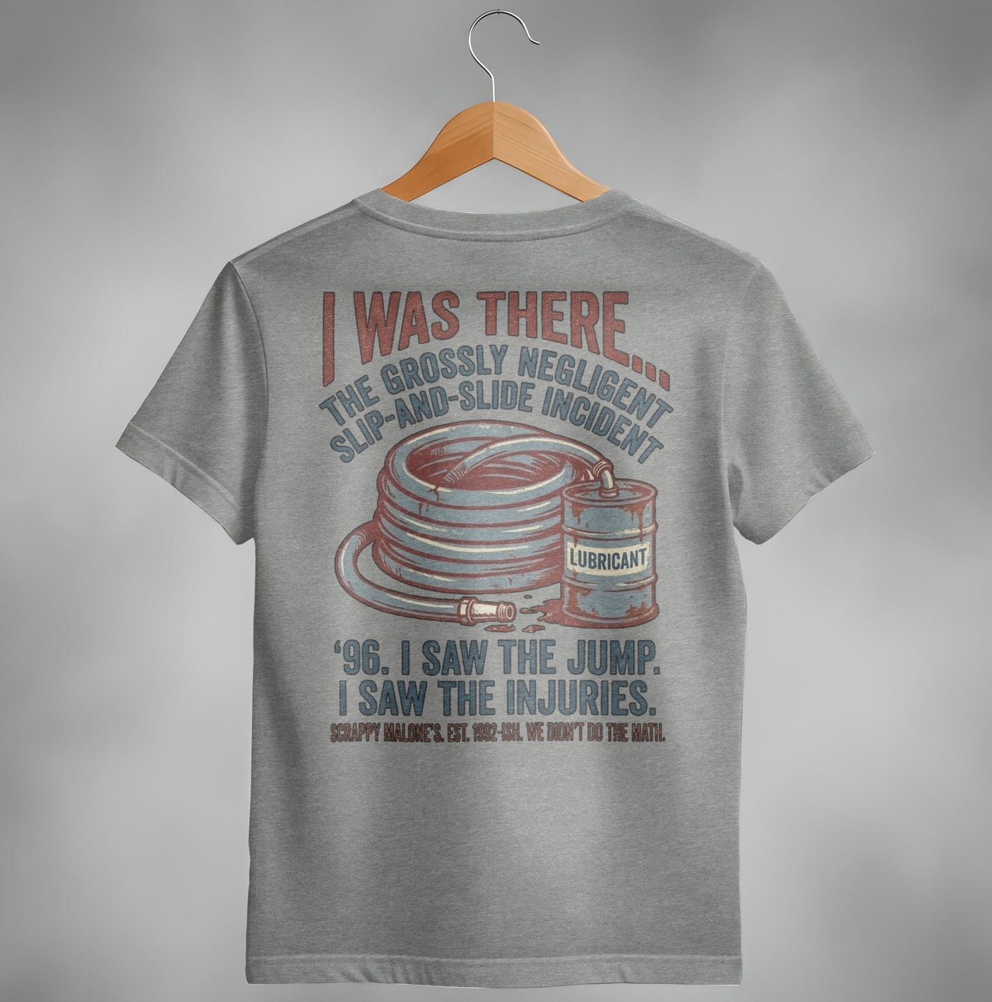 1996 Negligent Slip-and-Slide Incident Tee - Scrappy  Malone's