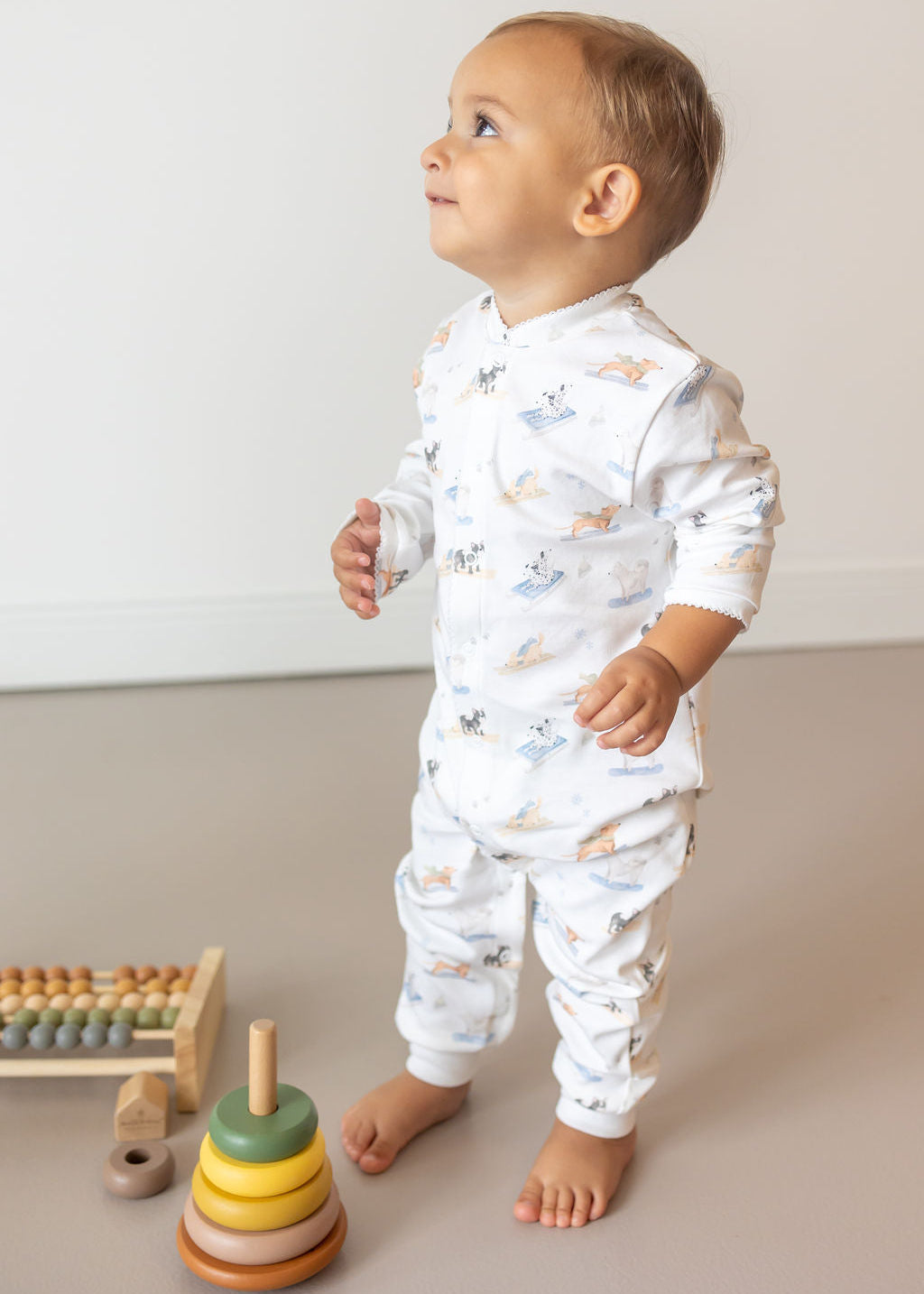 Ski Pups Boy Pima Cotton Baby One-Piece Pajamas