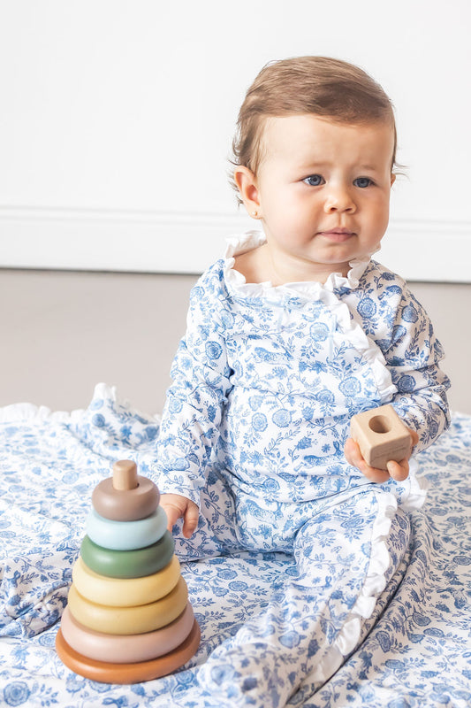 Floral Bunnies Pima Cotton Baby One-Piece Pajamas