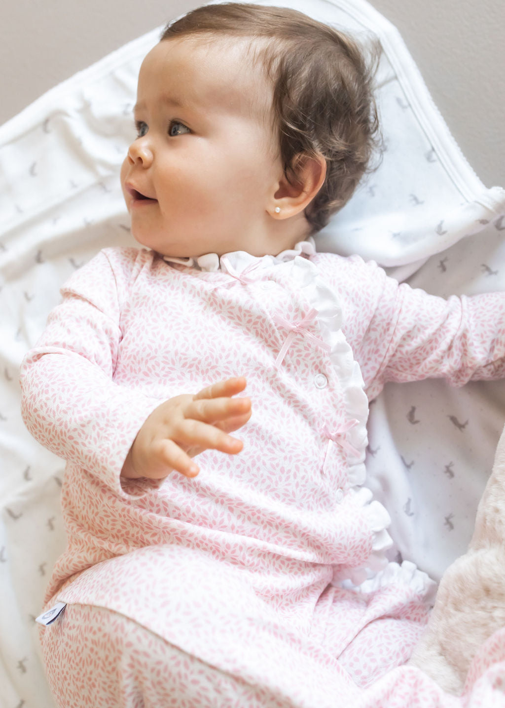 Pink Leaves Pima Cotton Baby One-Piece Pajamas