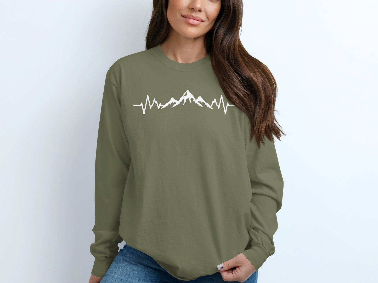 Mountains Heartbeat Nature Outdoors Adventure Long Sleeve T-Shirt