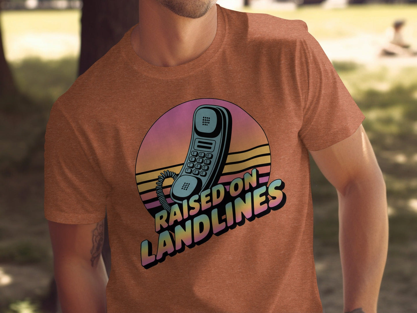 Raised on Landlines Retro Style Phone Design T-Shirt