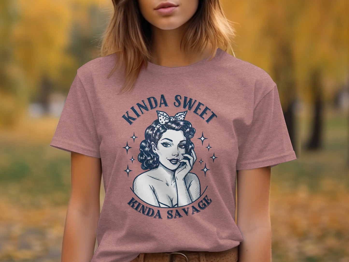 Kinda Sweet Kinda Savage Pinup Girl Stylish Design T-Shirt