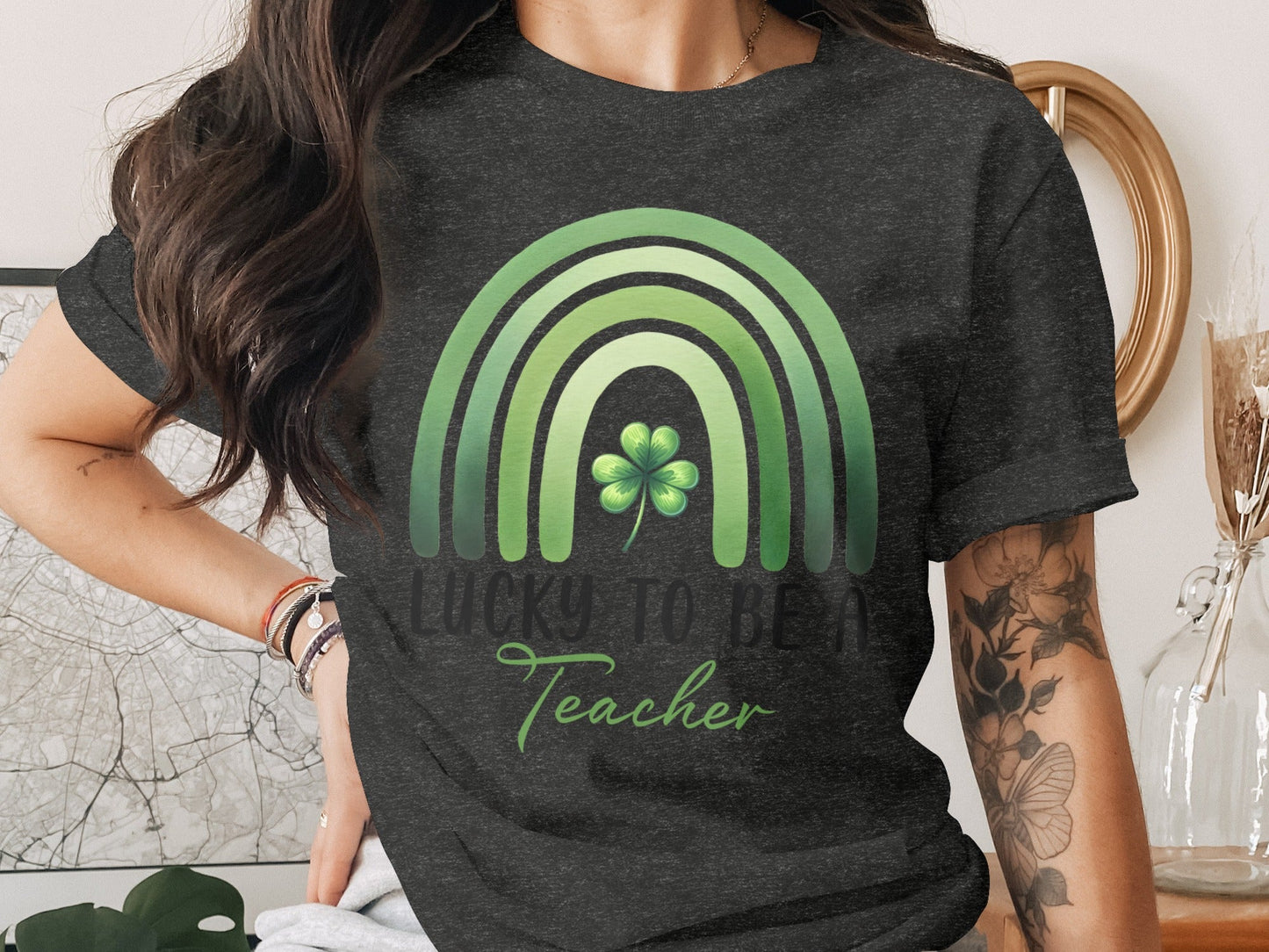 Lucky To Be A Teacher Rainbow St Patricks Day T-Shirt