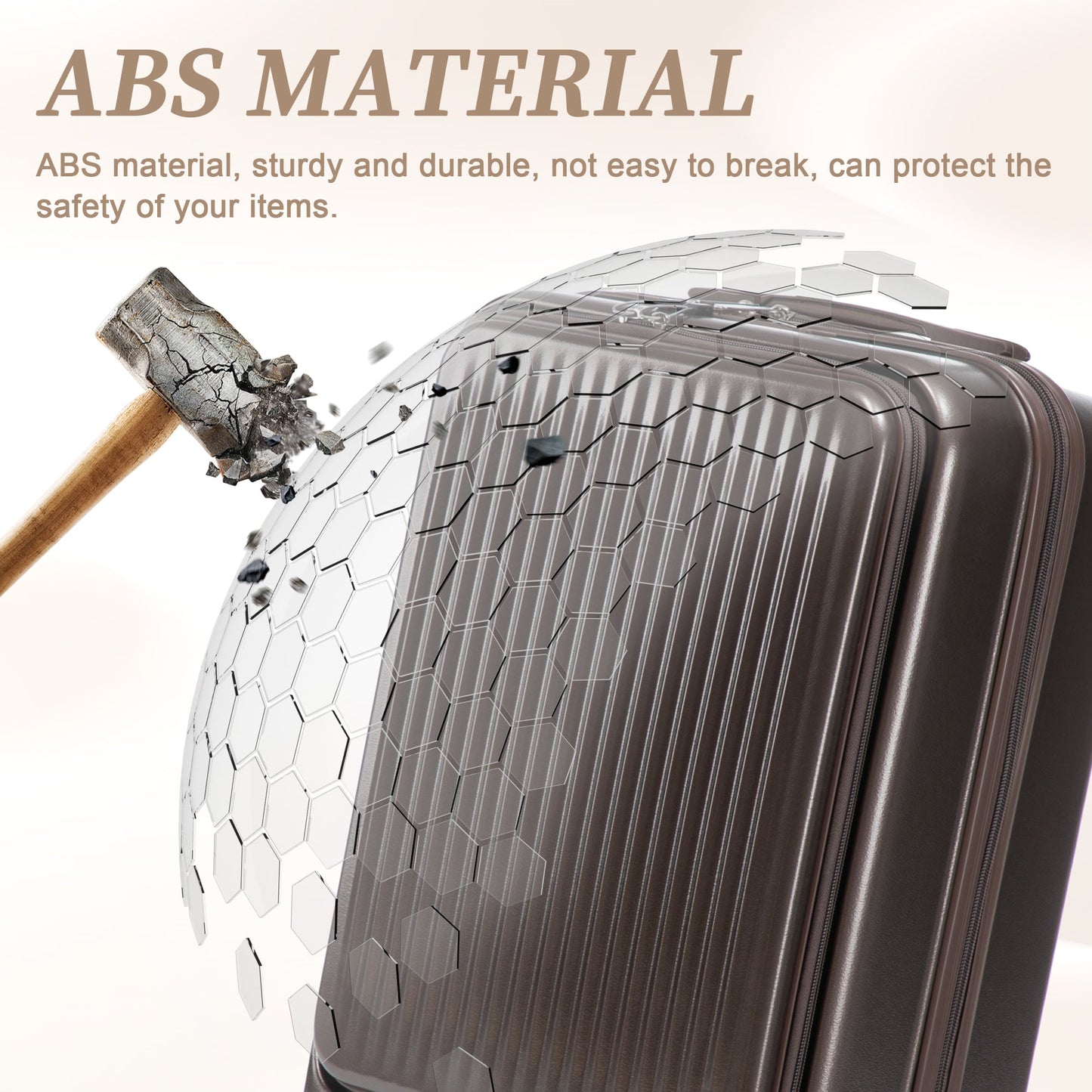 14' & 20' ABS Spinner Wheel Luggage Set with Cosmetic Case