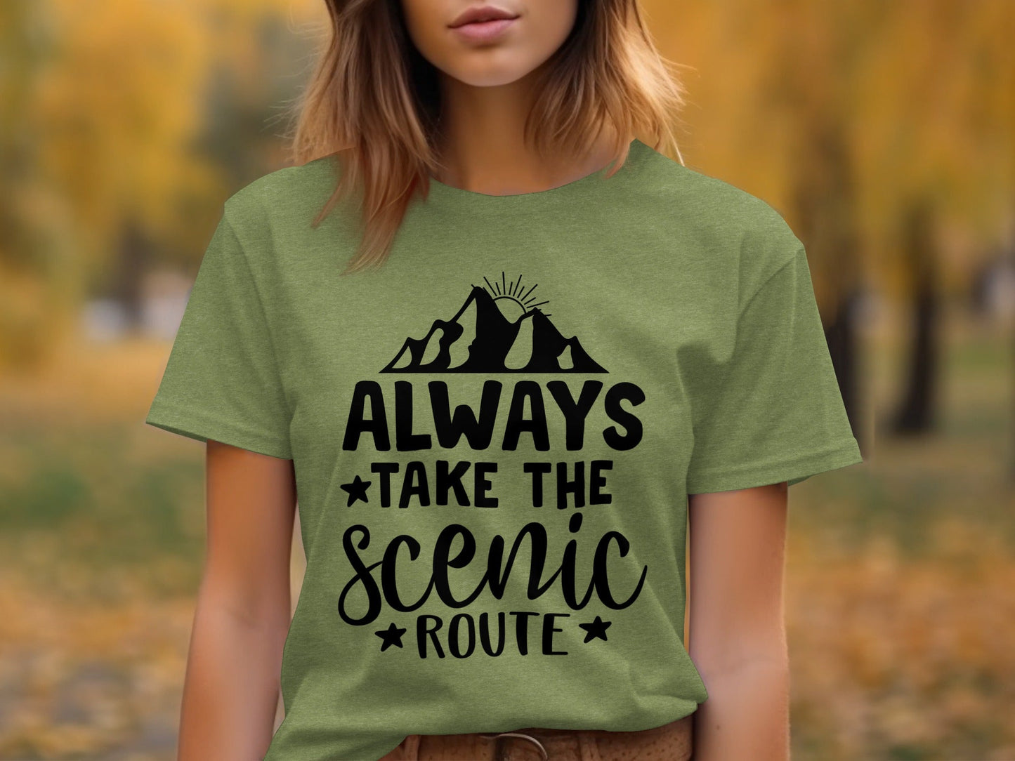 Always Take The Scenic Route With Mountains T-Shirt