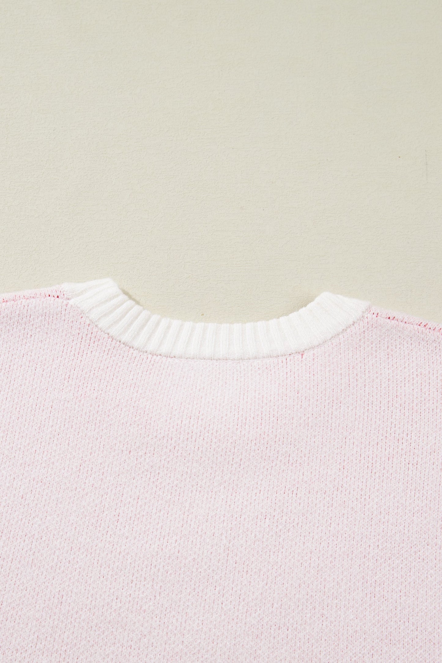 White Cherry Pattern Drop Shoulder Sweater