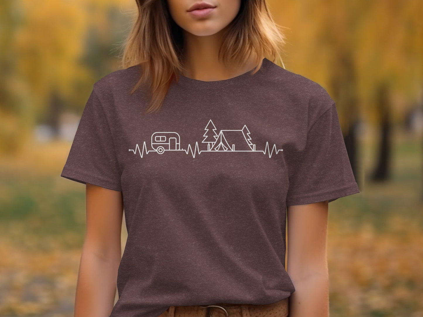 Camping Heartbeat Graphic Summer Outdoor Adventure T-Shirt