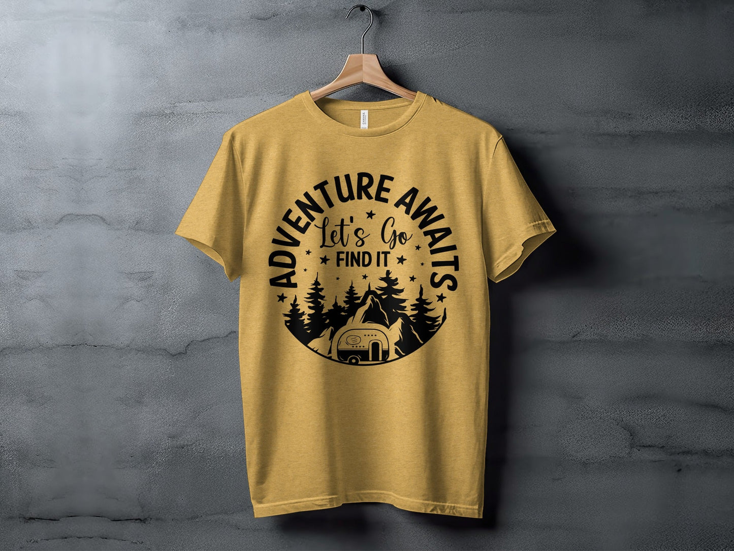 Adventure Awaits Let's Go Find It Silhouette Camper T-Shirt