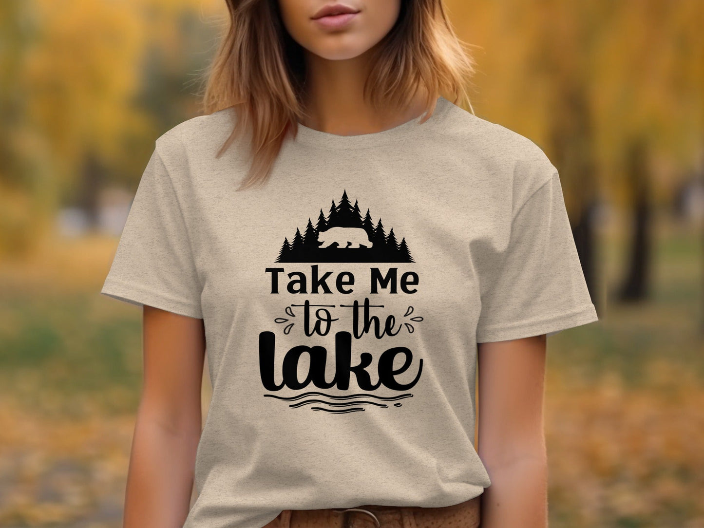Take Me To the Lake Bear and Trees Design T-Shirt