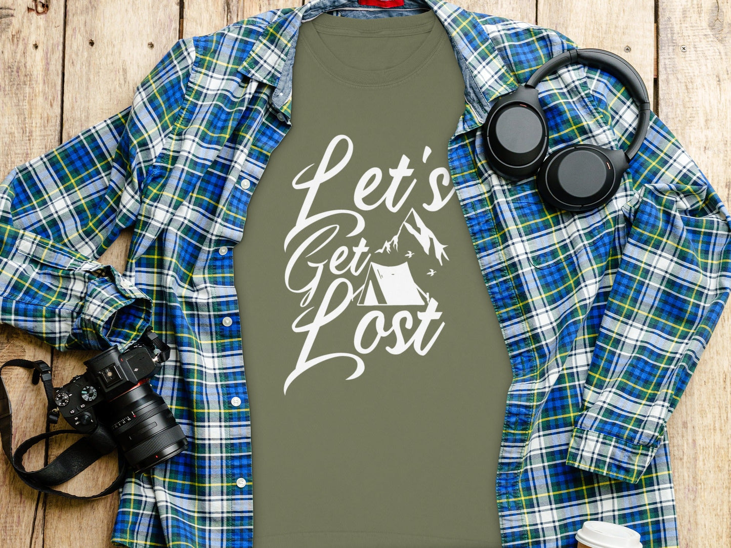 Lets Get Lost Camp Tent Design on Adventure Long Sleeve T-Shirt