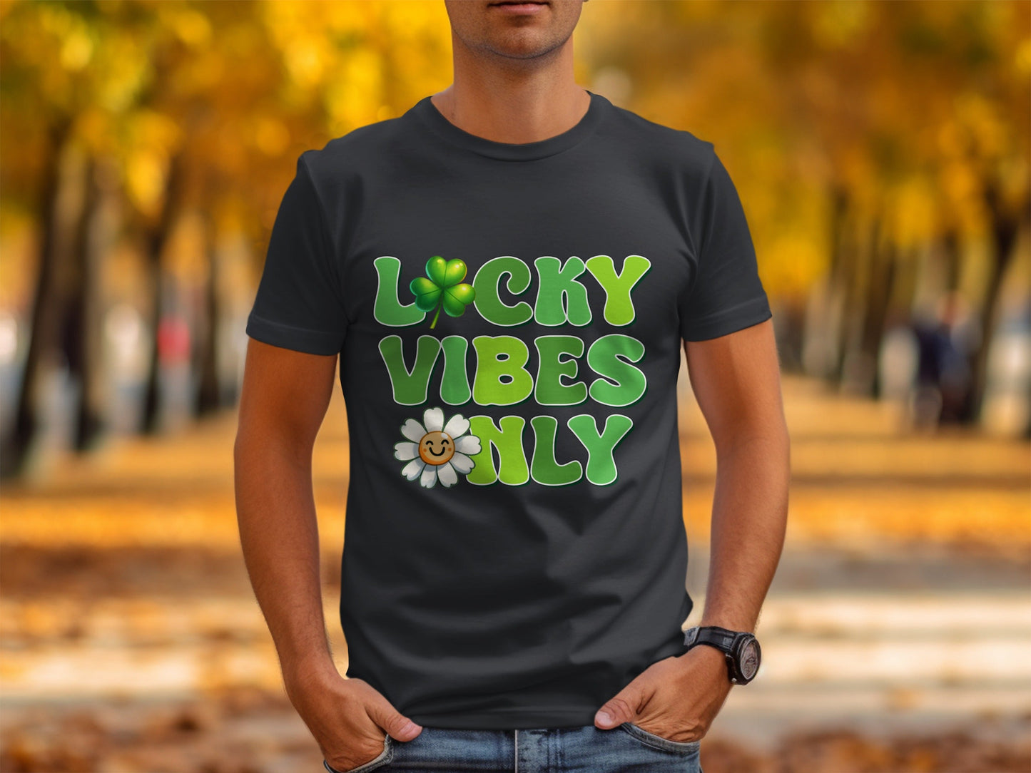 Lucky Vibes Only T-Shirts, Saint Patricks Day Shirt, Clover Shirt, Shamrock Shirt, Flower Shirt, Trendy Shirts