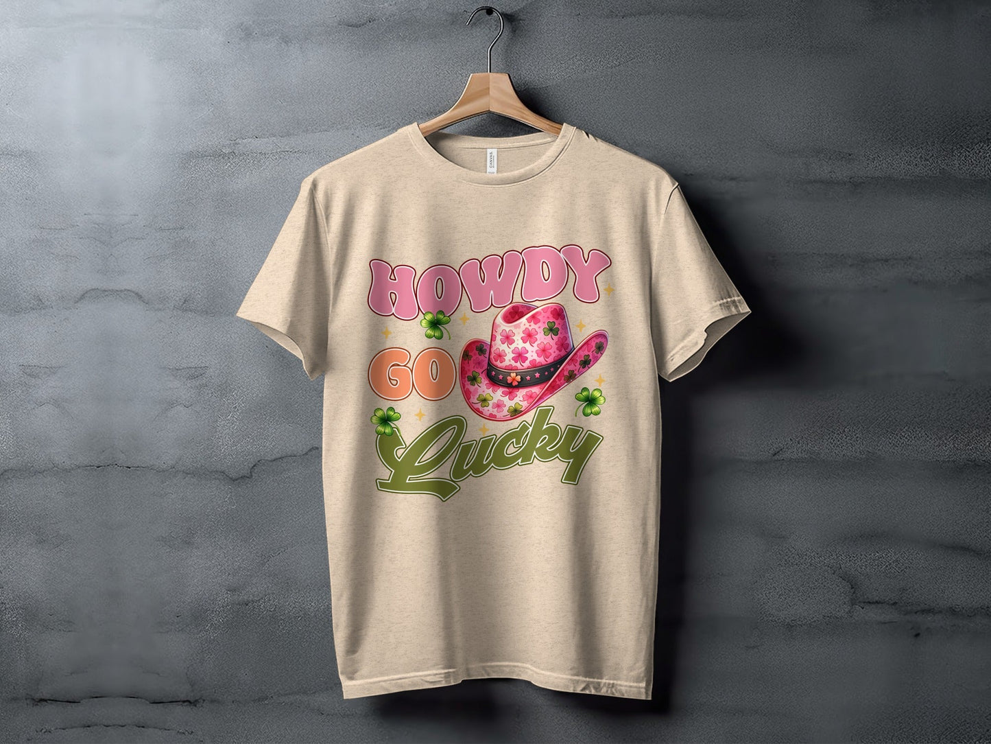 Howdy Go Lucky T-Shirts, St Patricks Day, Cowboy Hat, Shamrock, Good Luck, Festive Apparel, Lucky Shirt, Irish Pride