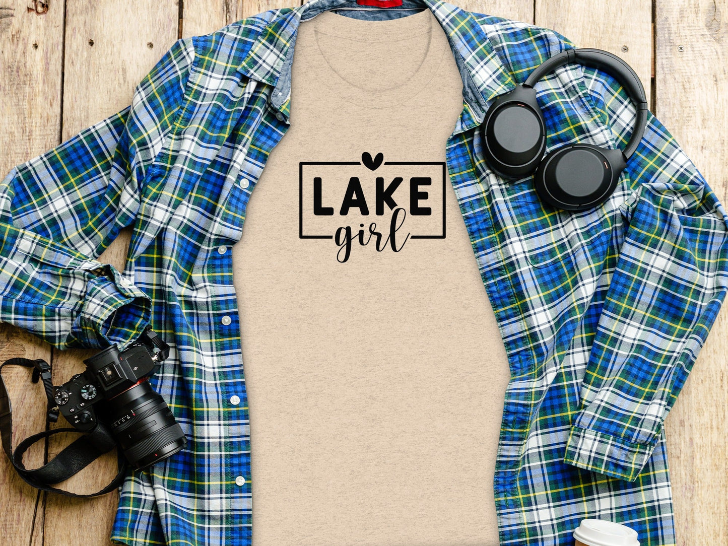 Lake Girl Simple Vector Design Heart Above Graphic T-Shirt