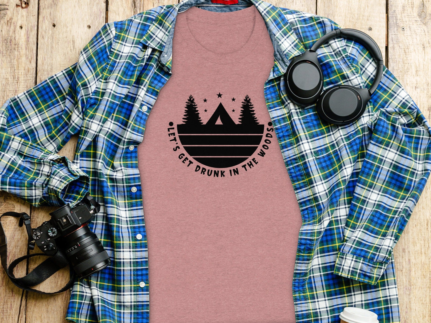 Let's Get Drunk In The Woods Camping Adventure T-Shirt
