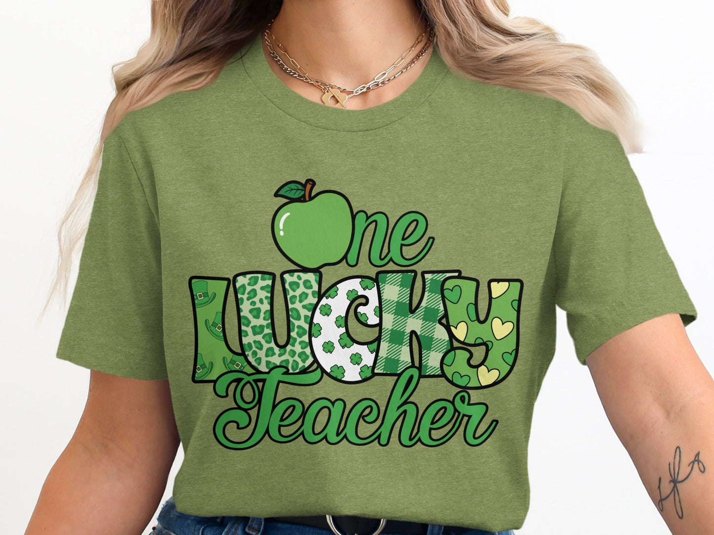 One Lucky Teacher Happy St Patricks Day Graphic T-Shirt